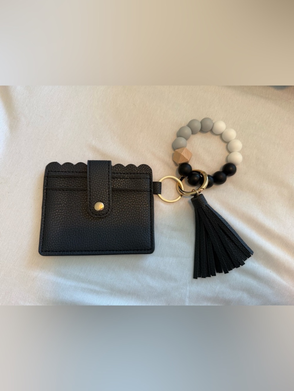Black Card Holder Keyring Wristlet with Tassel- NWT
